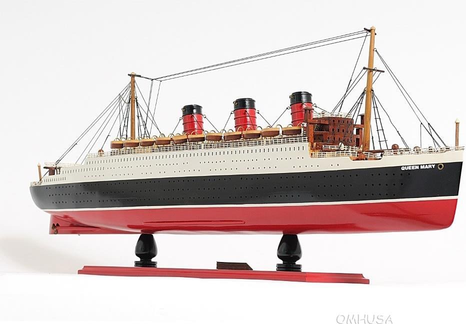 Handmade Queen Mary Model Display Nautical Style 15H 44.75W 9.25D (1 of 3)