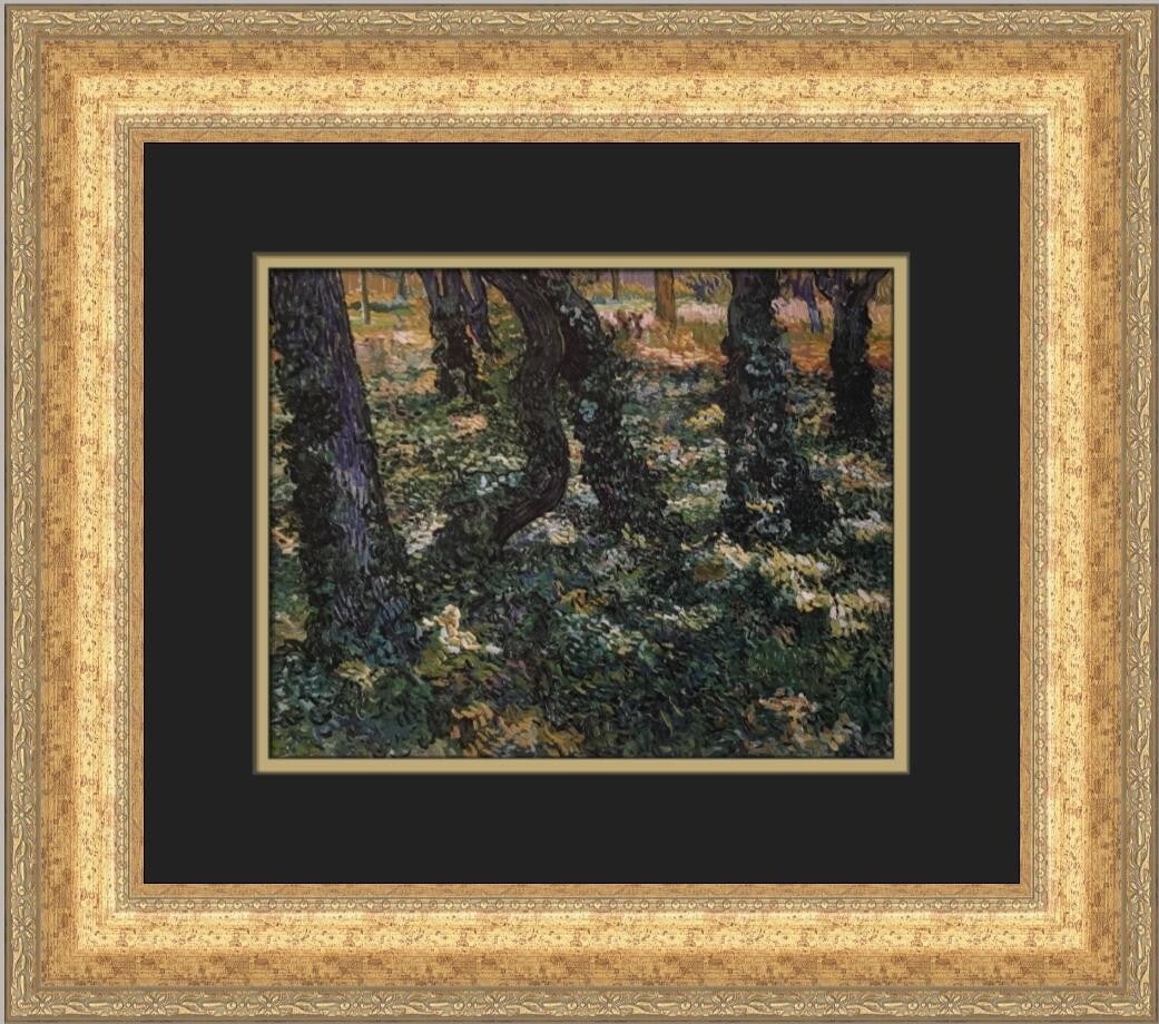 Vincent Van Gogh Undergrowth Custom Framed Art Print 17 x 19: Vincent Van Gogh Undergrowth Custom Framed Art Print 17 x 19 This stunning custom framed print features Vincent Van Gogh's iconic artwork titled 'Undergrowth.' Measuring 17 in. tall and 19 in. wide, t