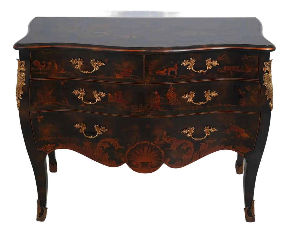 Chinoiserie Bombe Chest in Louis XV Design with Brass Accents (1 of 10)