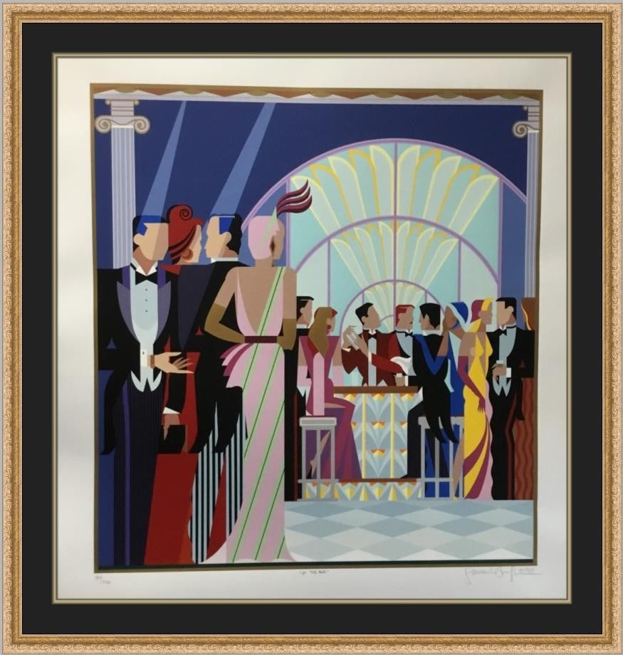 Framed Serigraph Print At The Bar Signed by Giancarlo Impiglia (1 of 6)