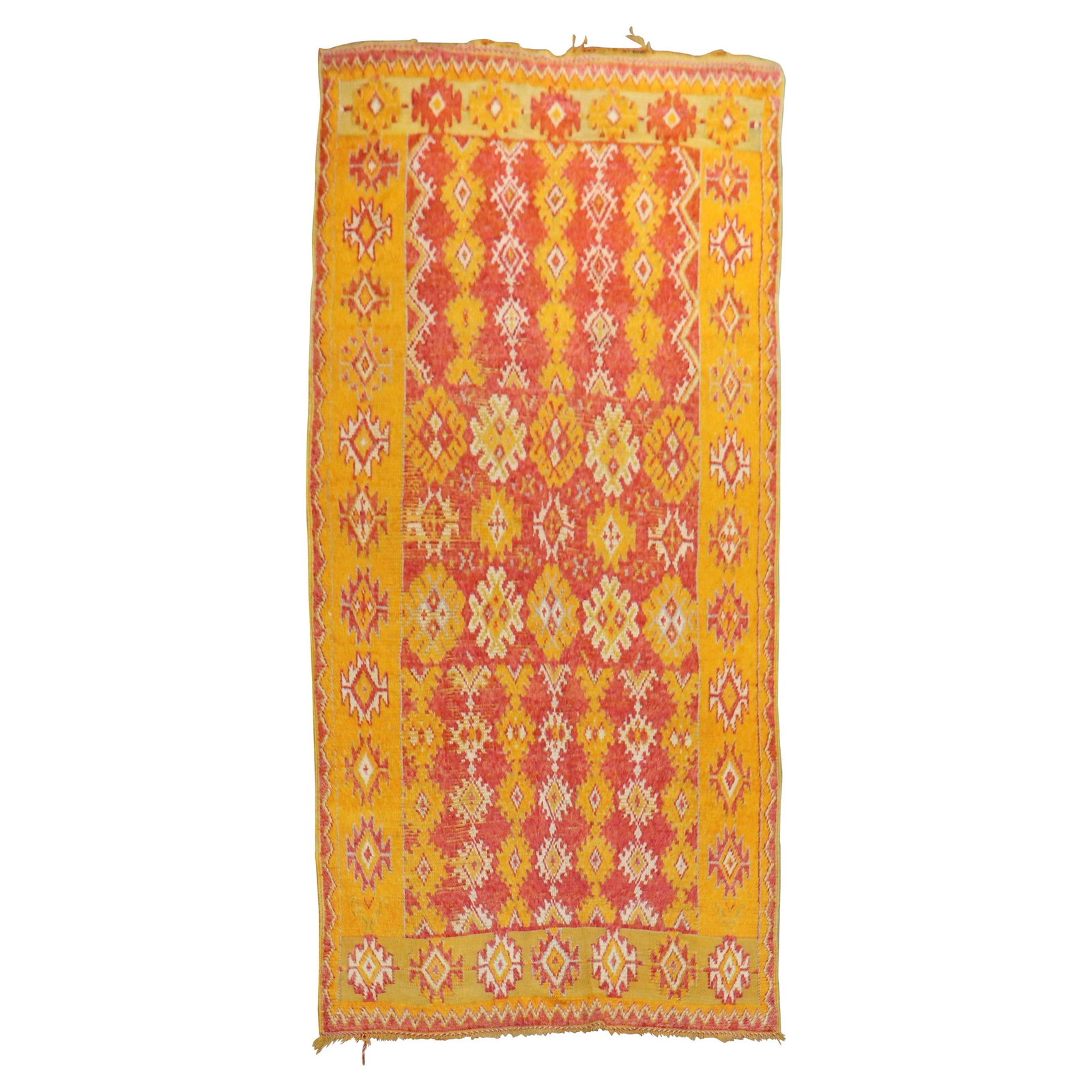 Saffron Red Geometric Hand-Woven Moroccan Accent Rug 4'6 x 9'2 (1 of 8)