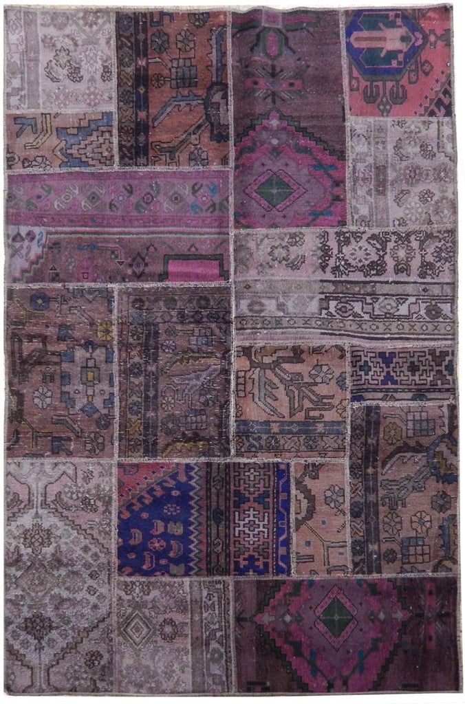 4' x 6' Multi-Color Antique Persian Patchwork Rug Handmade from Iran (1 of 6)