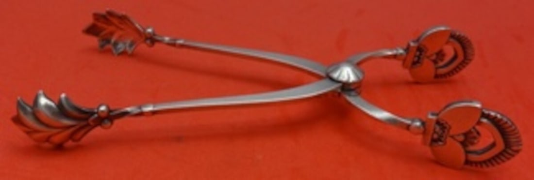 Georg Jensen Cactus Sterling Silver Ice Tong 5 5/8 Inch Serving Piece (1 of 2)