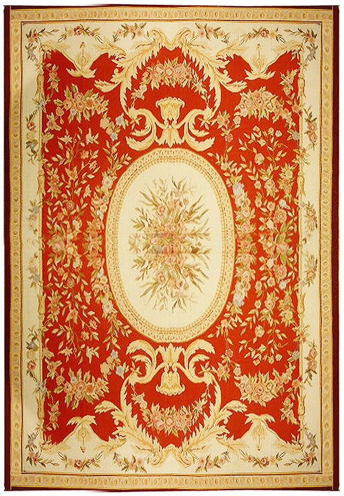 9' x 12' Red Gold Handmade Flat Weave Needlepoint Rug Runner (1 of 1)