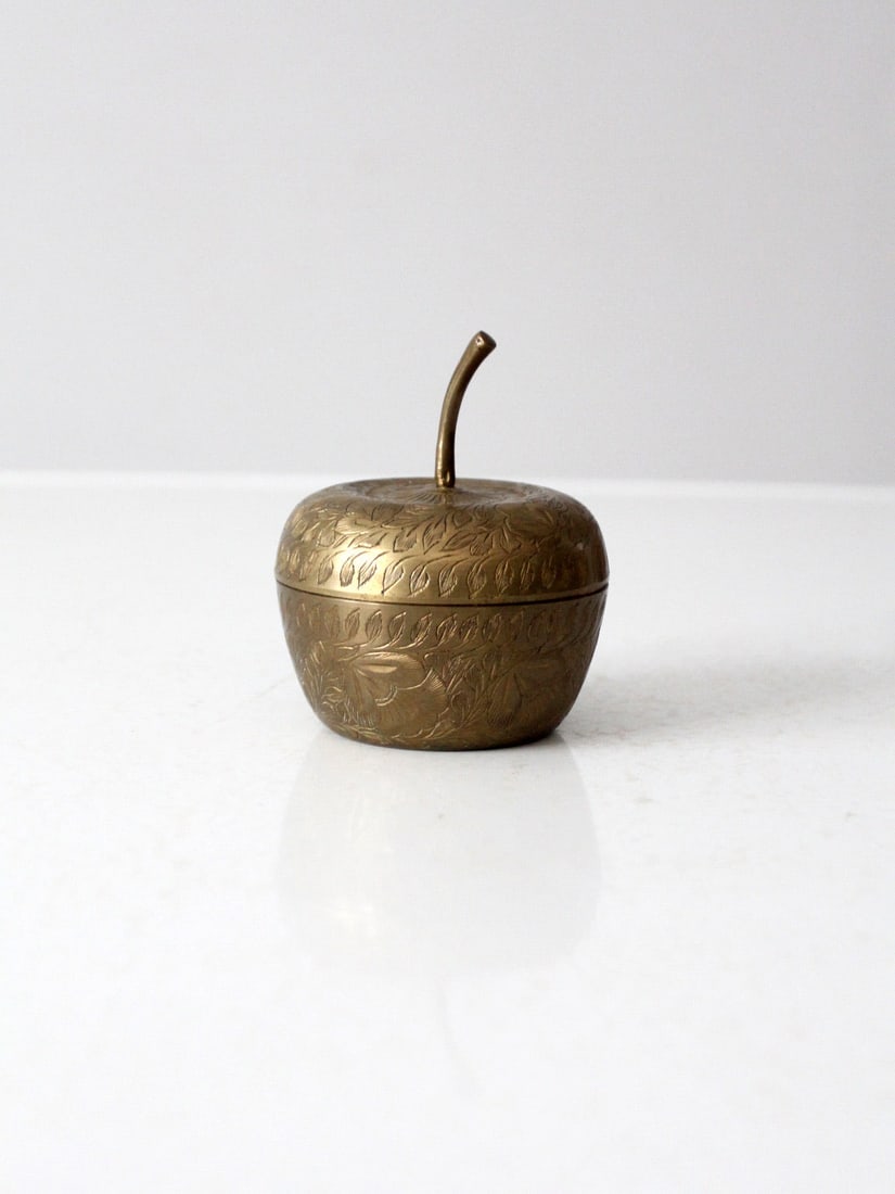 Vintage Etched Brass Apple Box Decorative Storage (1 of 8)