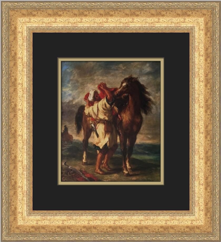 Eugene Delacroix An Arab Saddling His Horse Custom Framed Print 17x16 (1 of 2)