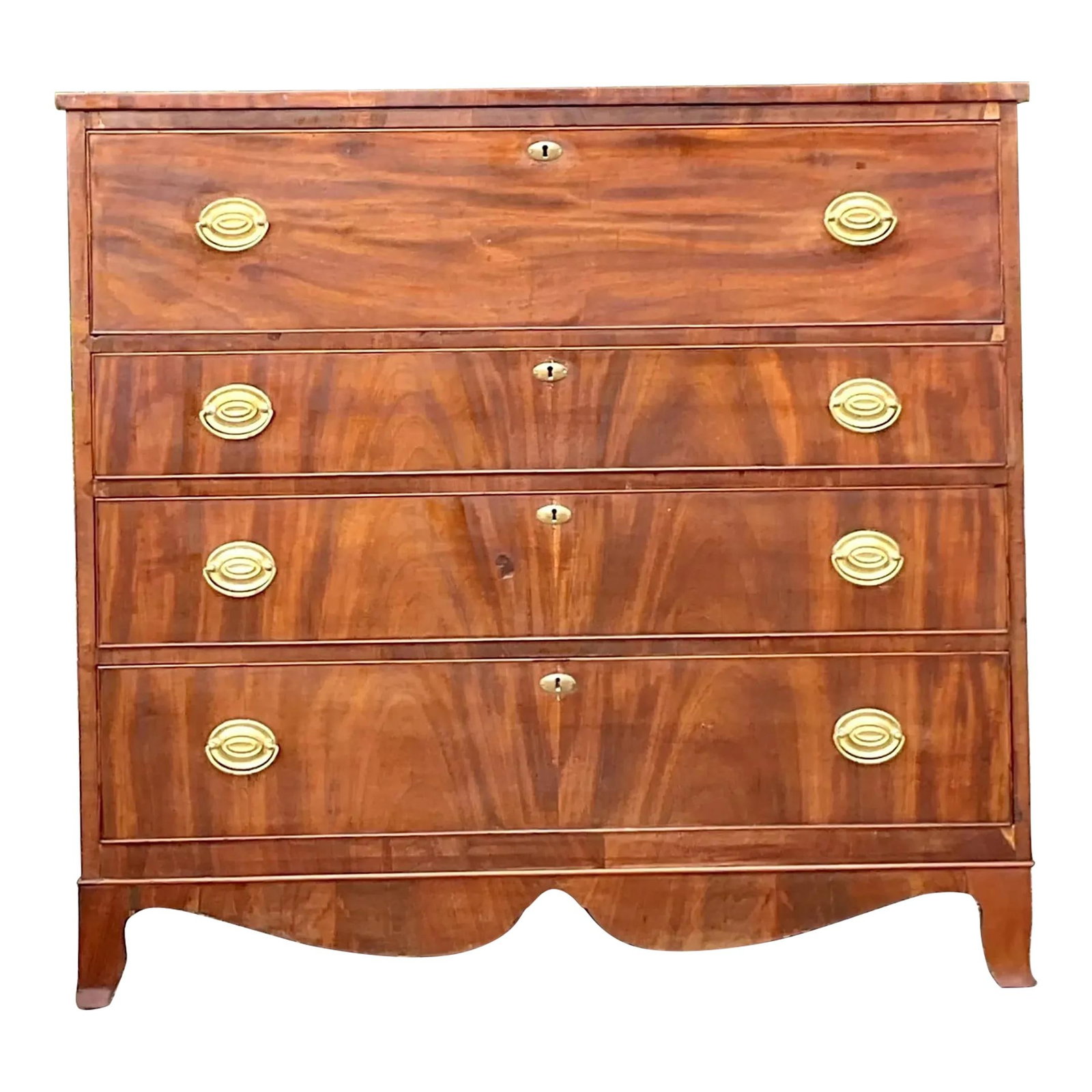 Antique 1810 Hepplewhite Flame Mahogany Chest of Drawers (1 of 8)