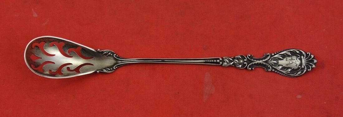 Nautilus Sterling Silver Olive Spoon by Blackinton 6 1/4" Monogrammed Serving Spoon (1 of 2)