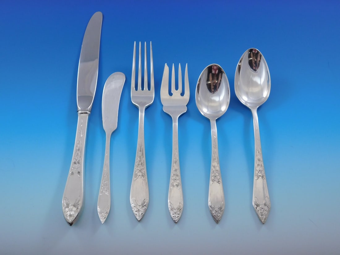 Stieff Lady Claire Sterling Silver Flatware Set for 6 with Towle Caddy 36 Pieces: Stieff Lady Claire Sterling Silver Flatware Set for 6 with Towle Caddy 36 Pieces Elevate your dining experience with the Lady Claire flatware set by Stieff, a stunning collection crafted from high-qua