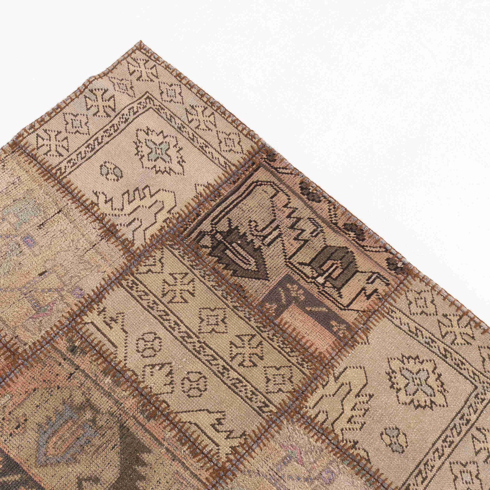 Authentic Handmade Patchwork Wool Carpet 45.7x70.5 - 5