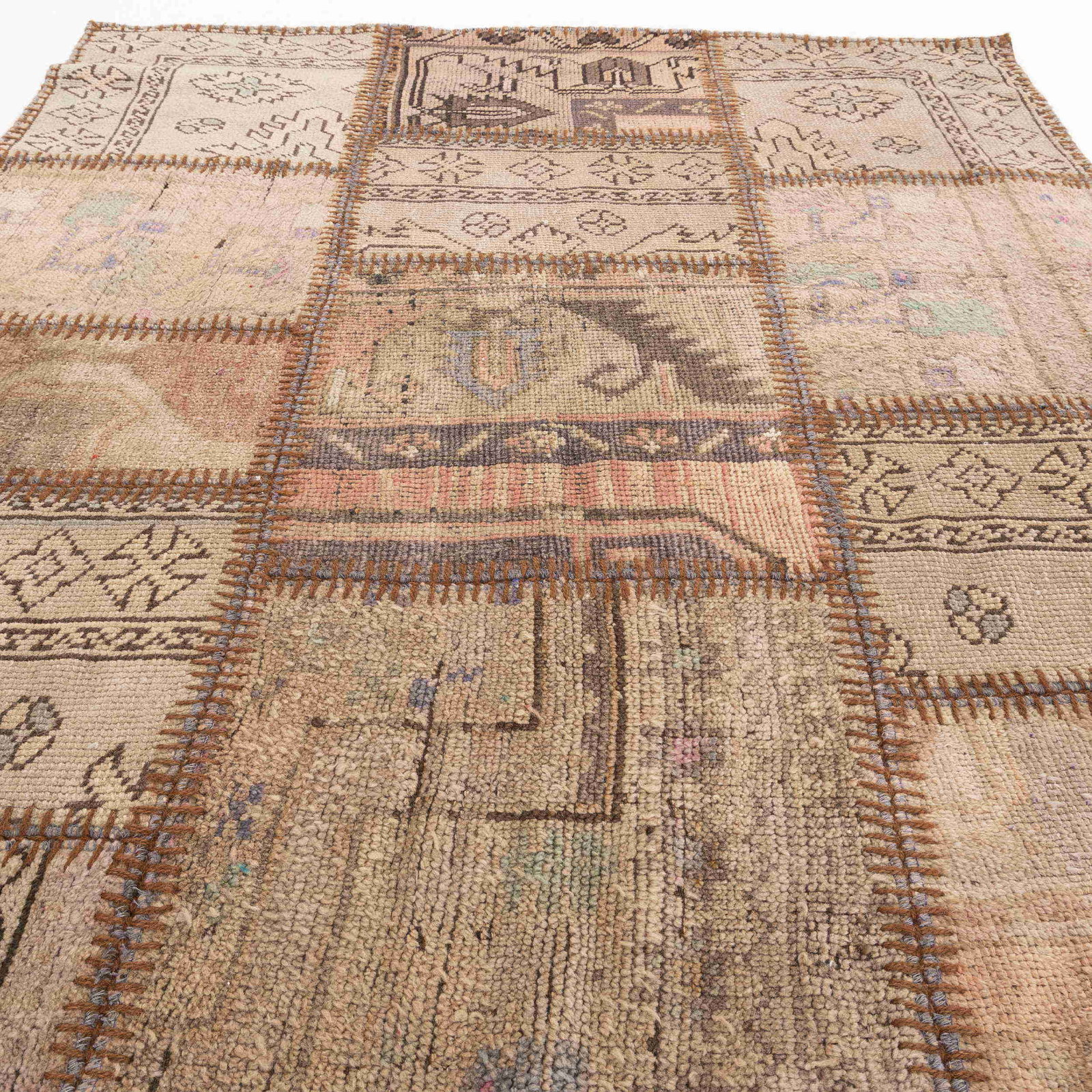 Authentic Handmade Patchwork Wool Carpet 45.7x70.5 - 8