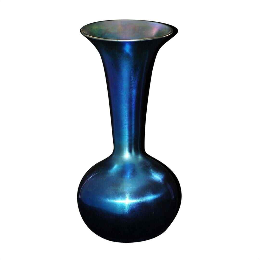 Durand Cobalt Blue Iridescent Trumpet Vase 16.25 inches (1 of 4)