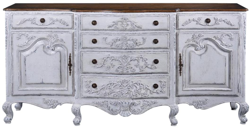French Country Solid Wood Sideboard with Rustic Pecan Top (1 of 4)