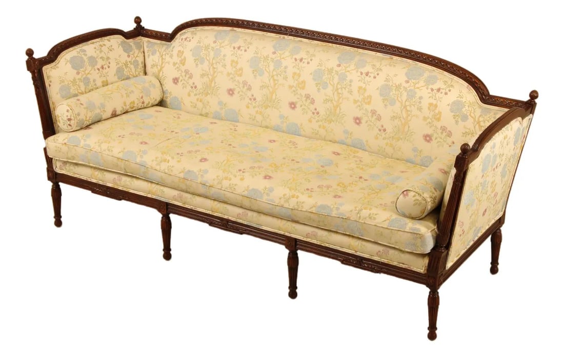 French Louis XVI Style Upholstered Sofa with Down Cushion by Meyer Gunther (1 of 10)