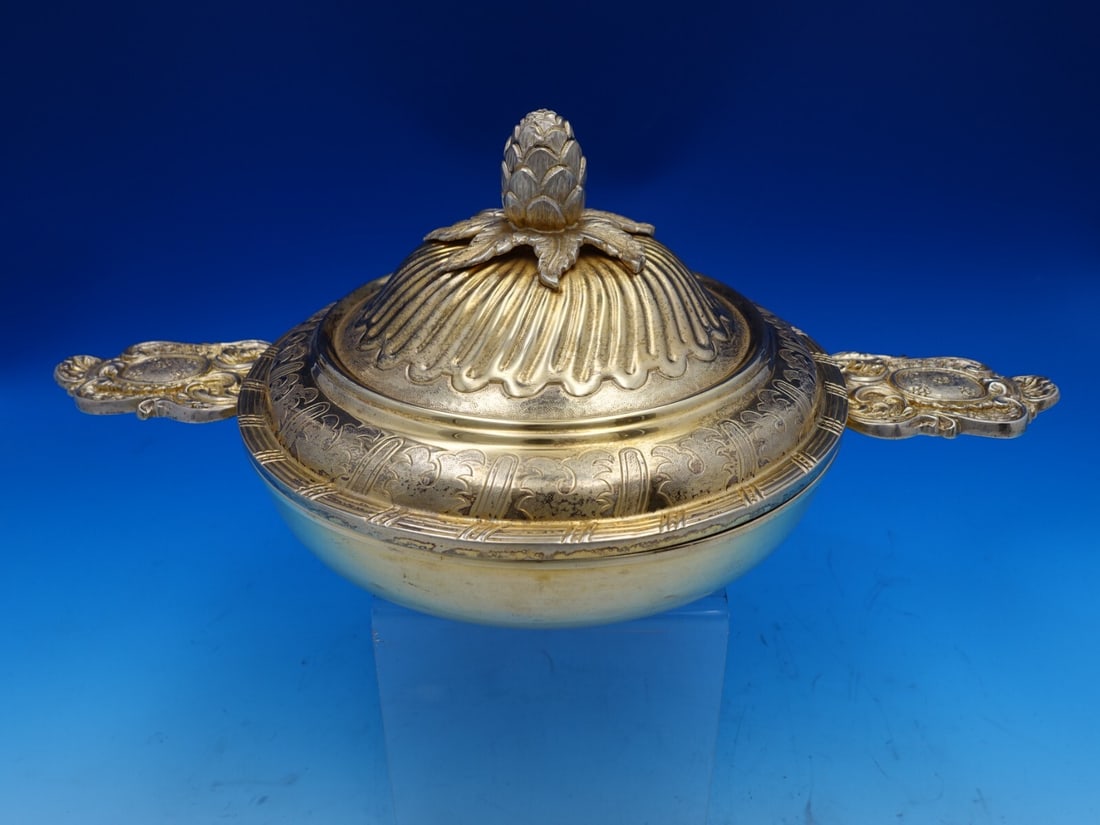 Tane Mexican Sterling Silver Vermeil Vegetable Serving Dish with Artichoke Finial (1 of 13)