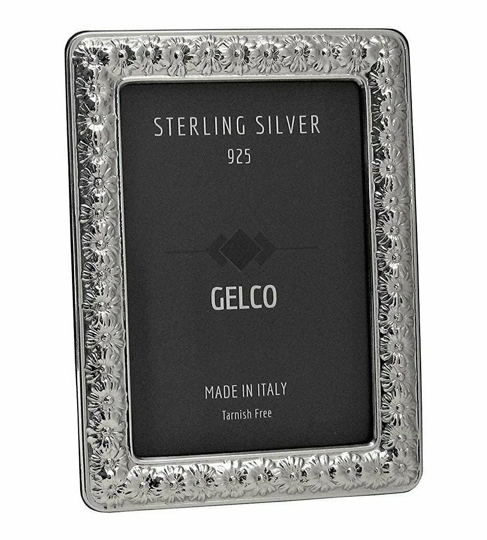 Hand Embossed Daisy Photo Frame in Italian 925 Sterling Silver (1 of 3)