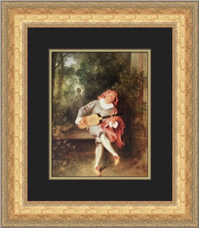 Jean Antoine Watteau Mezzetin Custom Framed Art Print 19 x 17 (1 of 2)