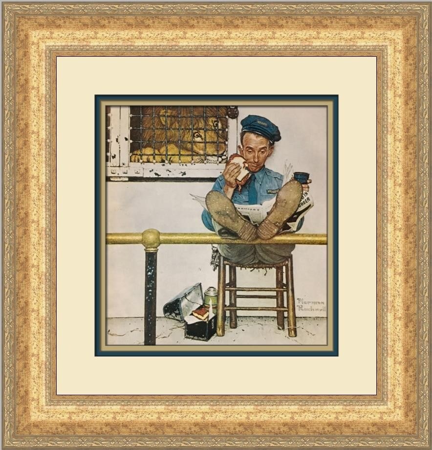 Norman Rockwell Feeding Time Custom Framed Print 1979 Photorealism (1 of 2)