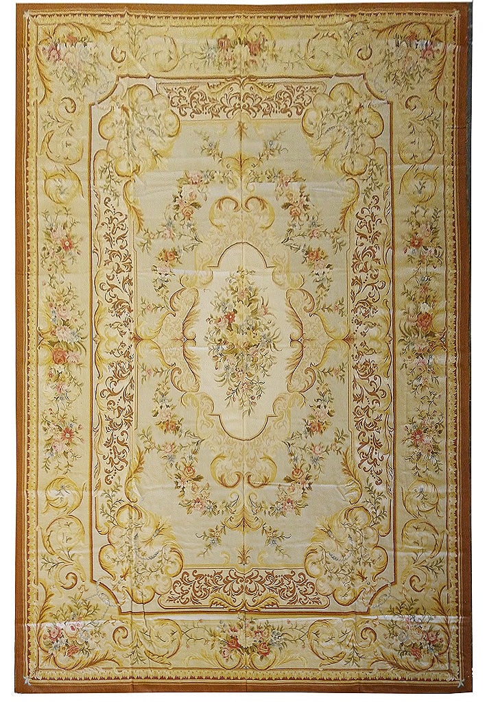 12 x 18 Light Green Handwoven French Aubusson Area Rug (1 of 13)
