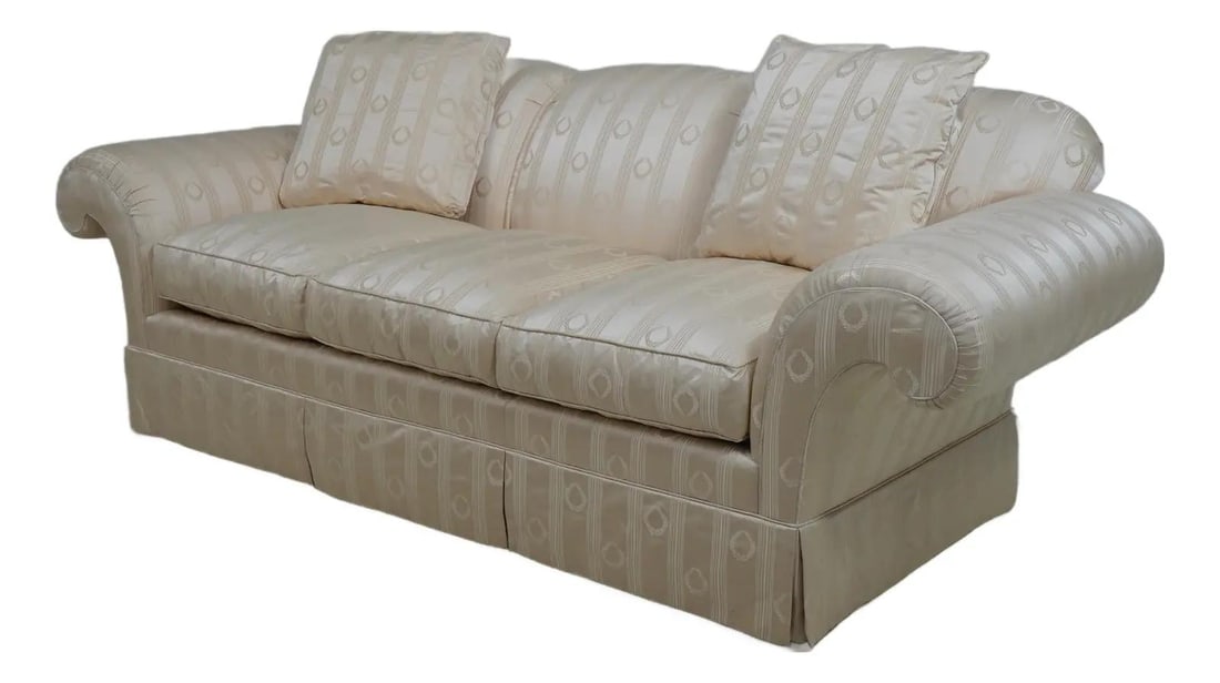Baker Down Seat Sofa Silk Blend Upholstery White 91" (1 of 10)