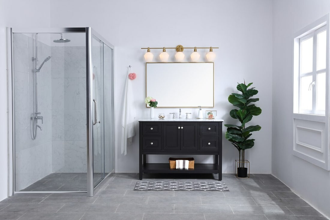 Gene Collection 47 Inch Brass Wall Sconce With Frosted Glass Shades (1 of 12)