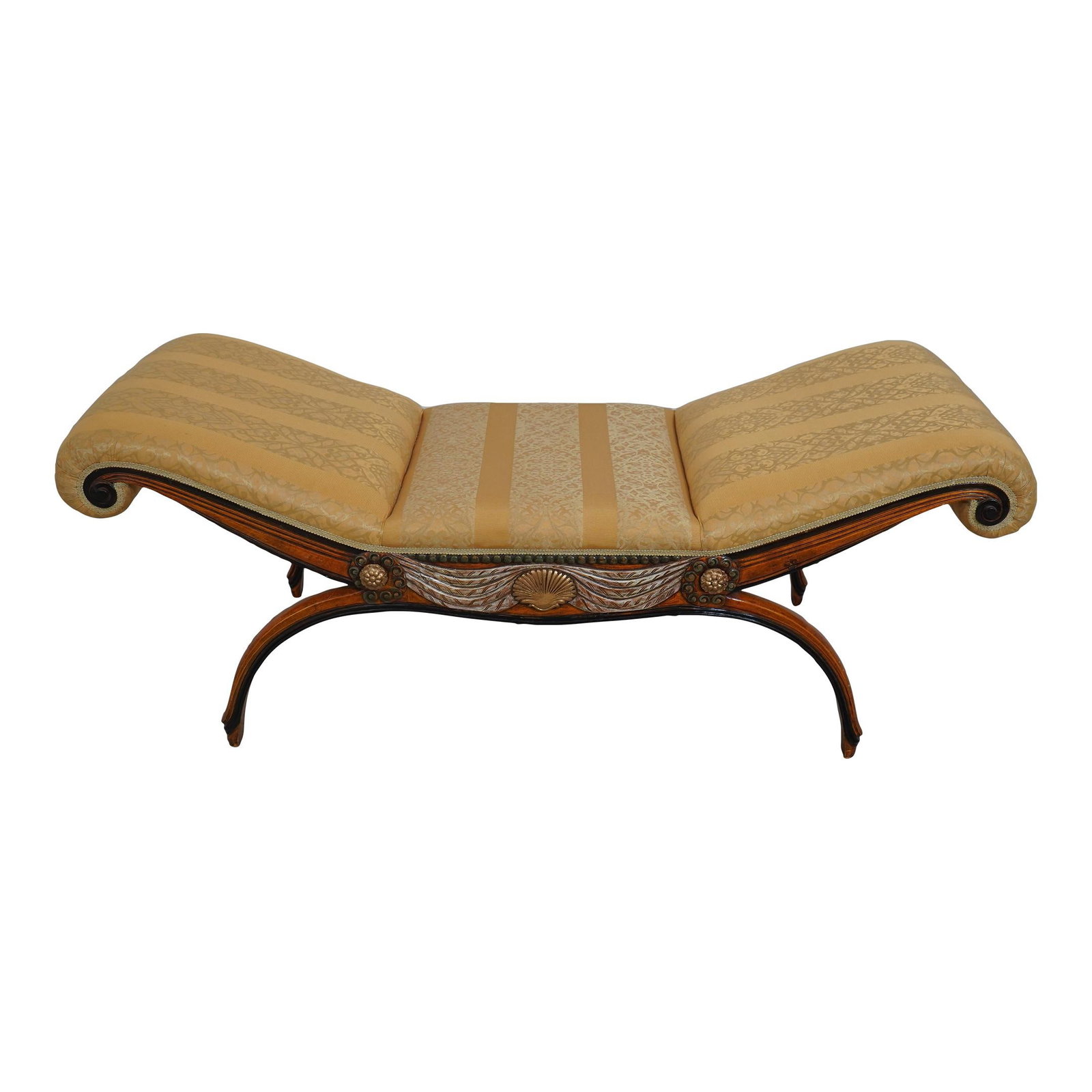 Elegant Neoclassical Upholstered Window Bench with Polychrome Finish (1 of 10)