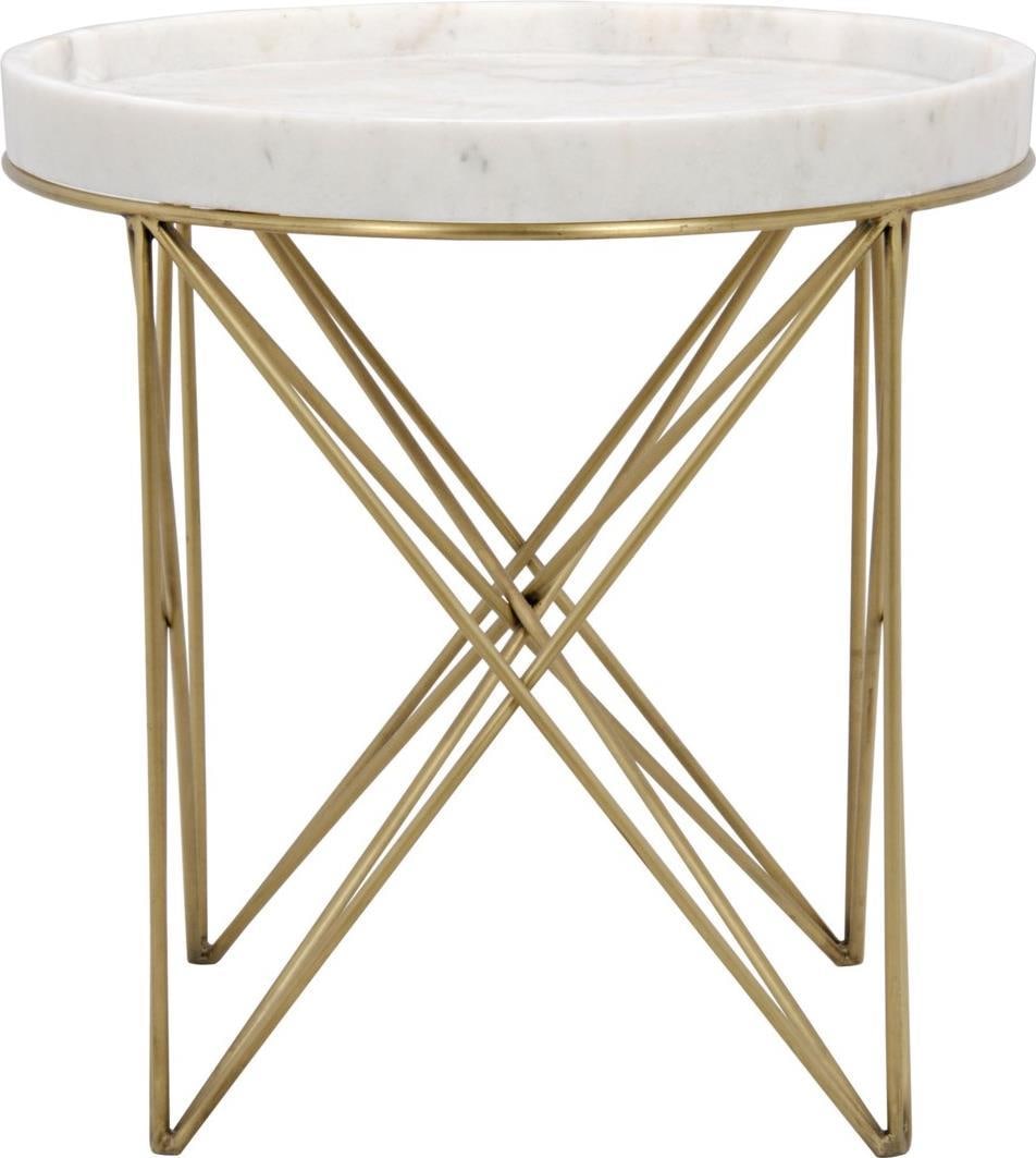 Prisma Side Table Bianco Crown Marble Brass Noir (1 of 1)