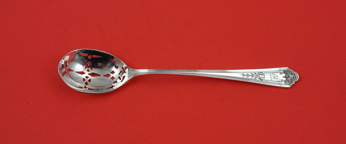 Watson Queen Louise Sterling Silver Olive Spoon 5 3/4 Inch: Watson Queen Louise Sterling Silver Olive Spoon 5 3/4 Inch This exquisite olive spoon features the elegant Queen Louise pattern by Watson, crafted from high-quality sterling silver. Measuring 5 3/4 in