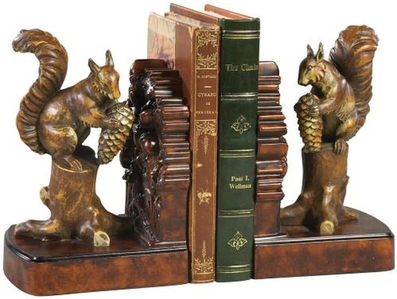 Lodge Style Rustic Pinecone Squirrel Bookends Decor (1 of 1)