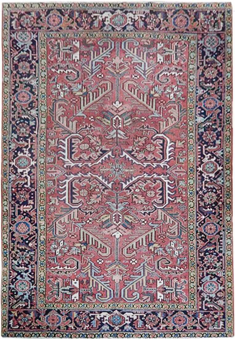 Handwoven Antique Persian Heriz Rug 6'10 x 9'5 All Over Pattern: Handwoven Antique Persian Heriz Rug 6'10 x 9'5 All Over Pattern Free continental US Shipping Discover the exquisite 6' 10" x 9' 5" Antique Persian Heriz Rug, a stunning piece that reflects the rich he
