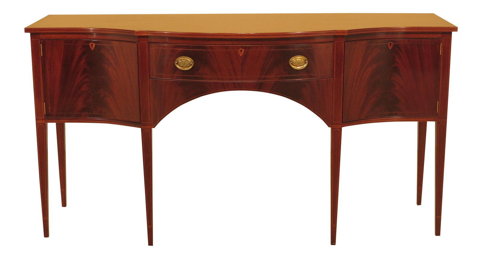 1960s Federal Biggs Inlaid Mahogany Sideboard with Brass Hardware (1 of 10)