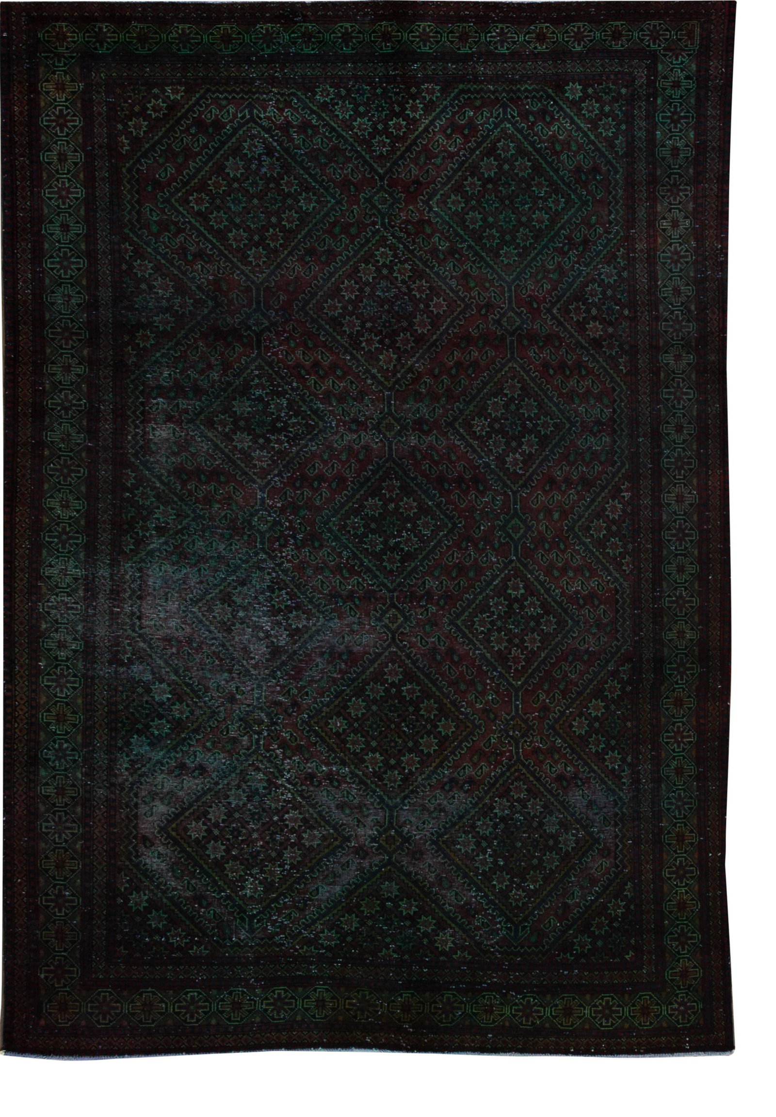 Contemporary Green Overdyed Wool Rug 6'8 x 9'8 Hand-Knotted (1 of 10)