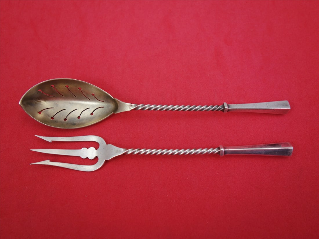 Dominick & Haff Sterling Silver Olive Set 2pc Unique Twist Handle (1 of 2)