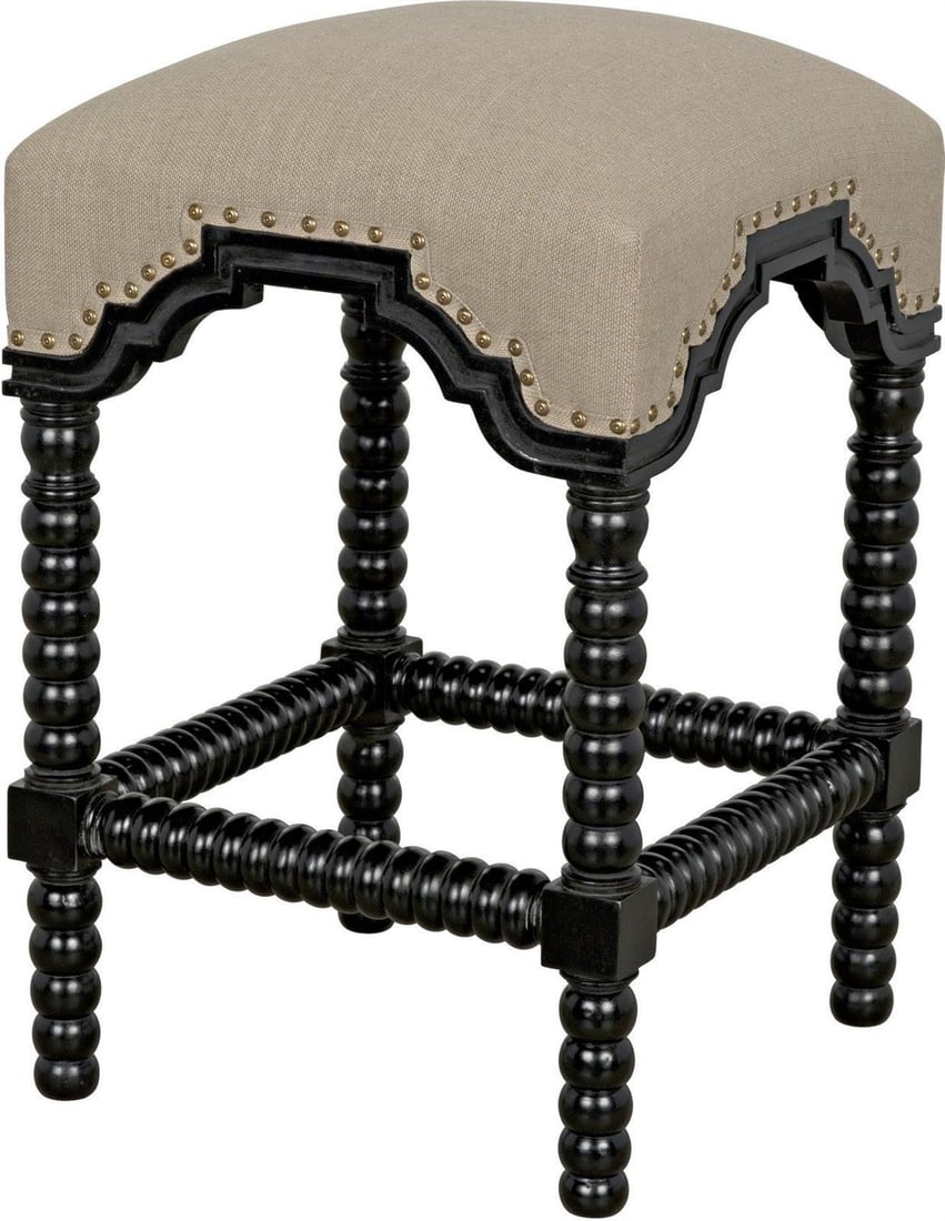 Noir Abacus Hand-Rubbed Black Mahogany Counter Stool 26H: Noir Abacus Hand-Rubbed Black Mahogany Counter Stool 26H Introducing the Hand-Rubbed Black Abacus Counter Stool, a stylish addition to your home decor. This stool features a luxurious hand-rubbed blac