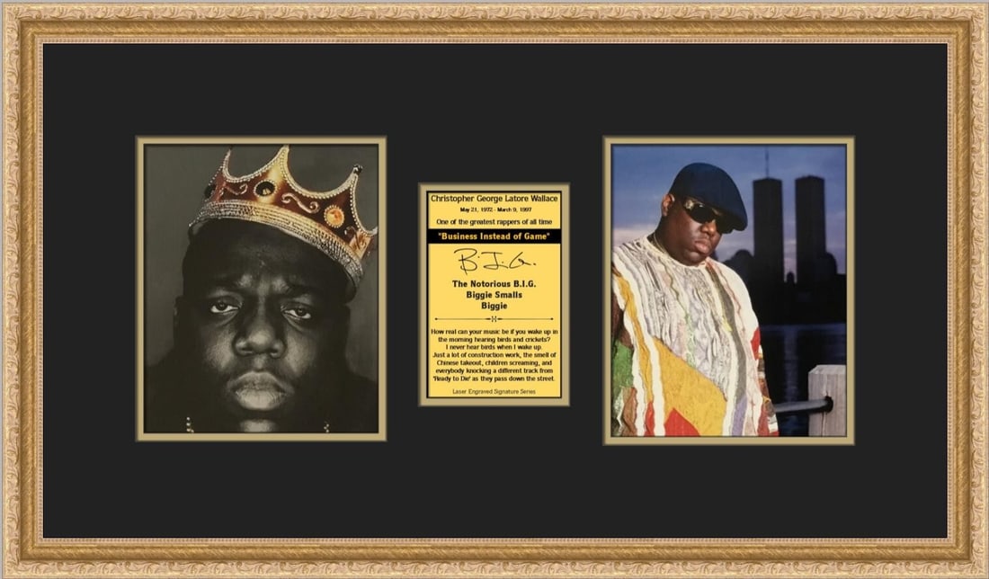 Biggie Small Laser Engraved Signature Custom Framed Photo 15 x 24 (1 of 4)