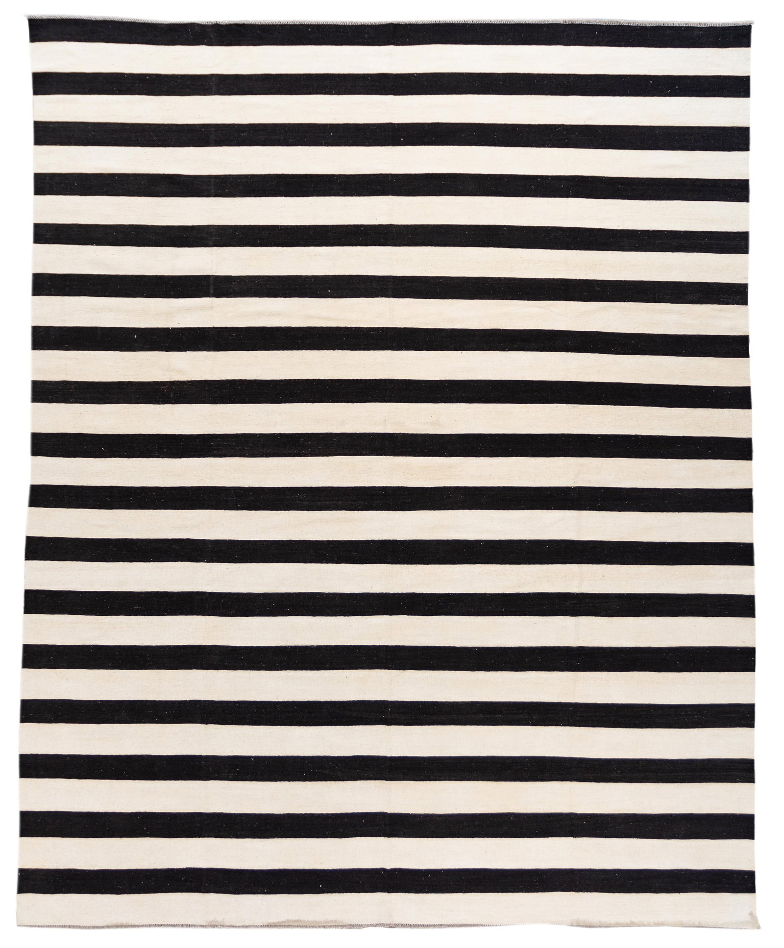 Contemporary Black and White Striped Wool Kilim Rug 12'1 x 15'0 (1 of 10)