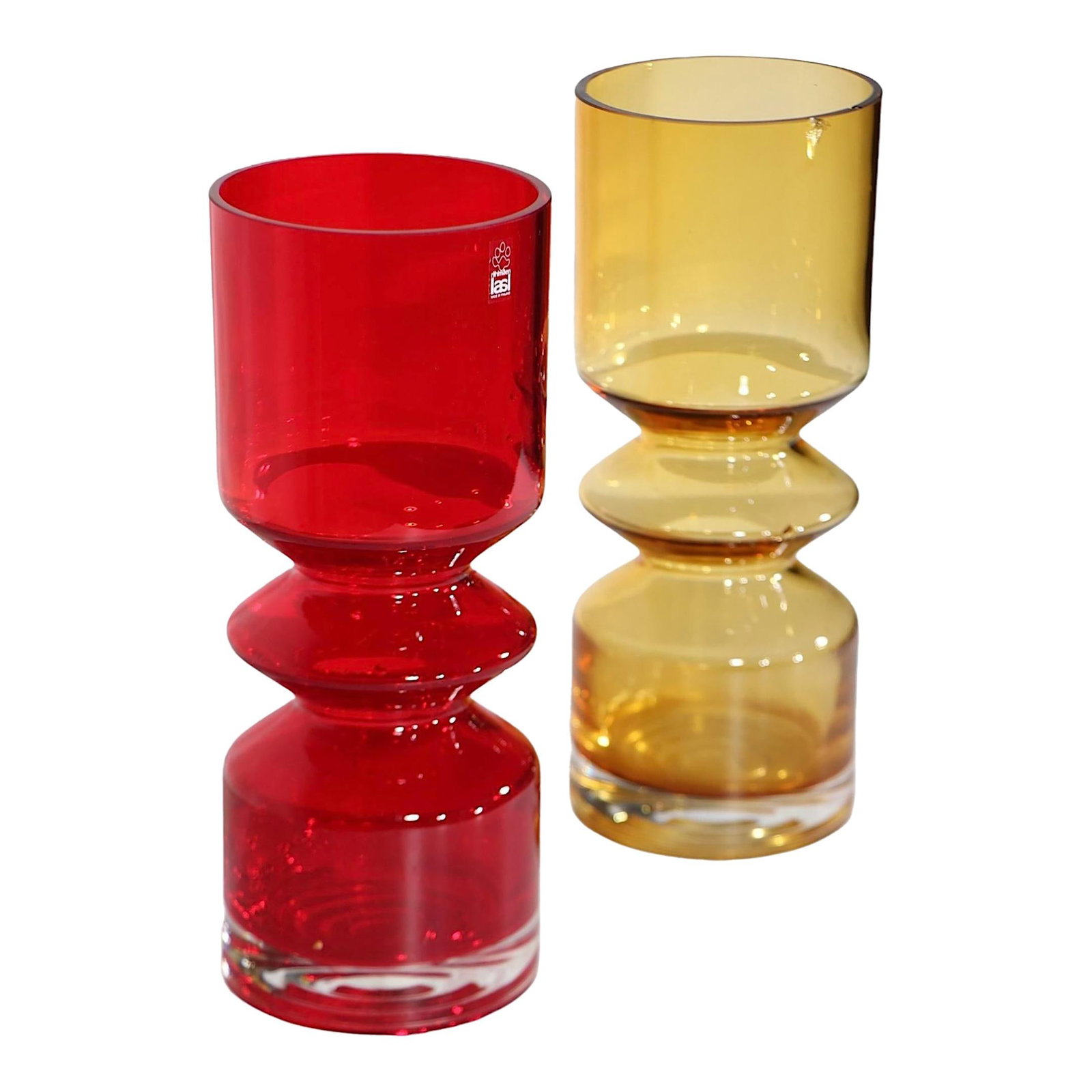 Mid Century Tamara Aladin Glass Vases Pair for Riihimaen Lasi Finland (1 of 10)