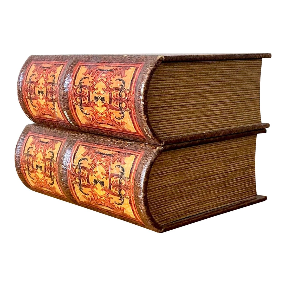 Pair of Vintage Leather Style Decorative Book Storage Boxes Set of 2 (1 of 9)