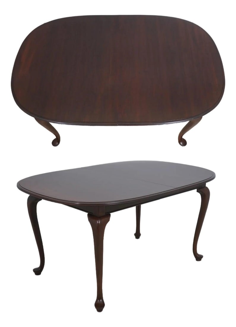 Queen Anne Style Solid Cherry Dining Table with Two Leaves (1 of 10)