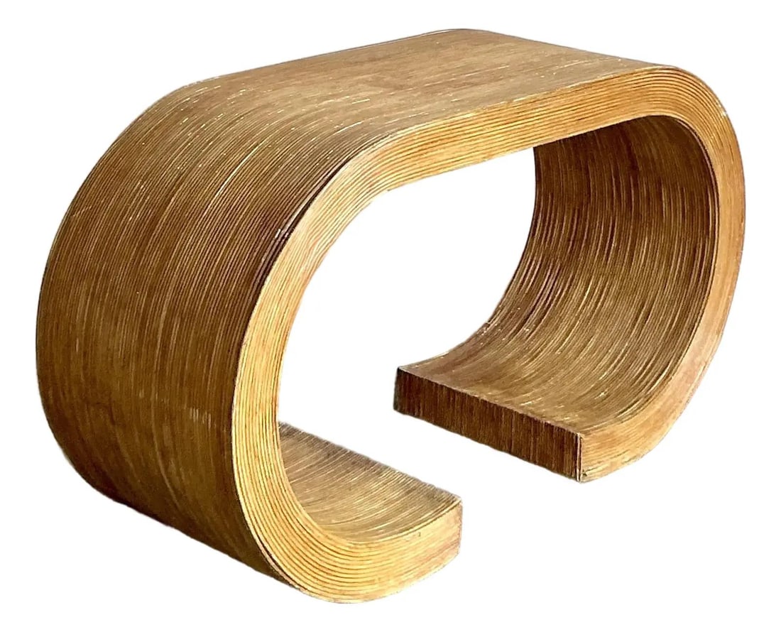 Sculptural Pencil Reed Rattan Console Table With Waterfall Silhouette (1 of 8)