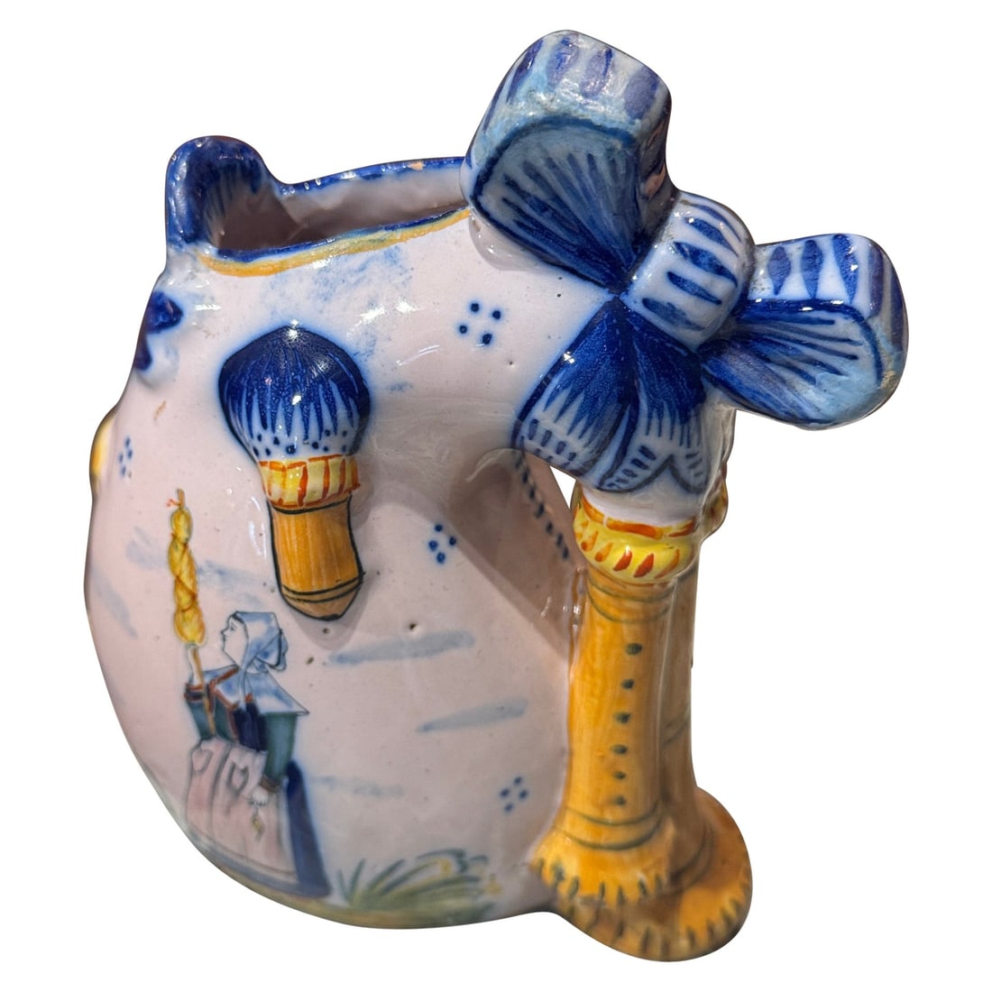 19th Century HR Quimper Faience Bagpipe Vase Hand-Painted France (1 of 7)