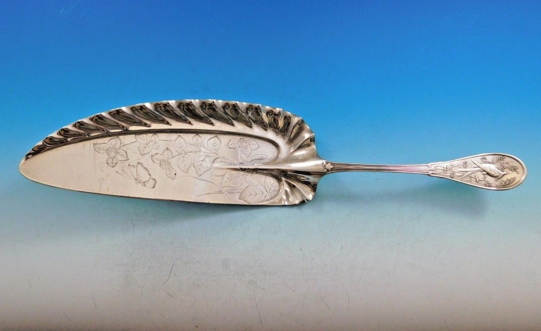 Tiffany & Co Sterling Silver Crumber Japanese Pattern Monogrammed 13 3/4": Tiffany & Co Sterling Silver Crumber Japanese Pattern Monogrammed 13 3/4" Experience the elegance of Tiffany & Co. with this exquisite Sterling Silver Crumber in the iconic Japanese pattern. Crafted b