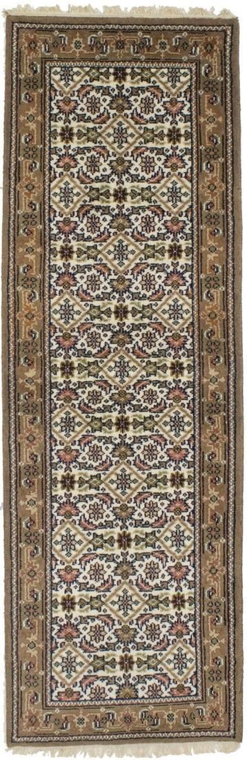 Handmade Indo-Bidjar Floral Runner Rug 7'11 x 2'7 Wool Eco-Friendly Decor (1 of 14)
