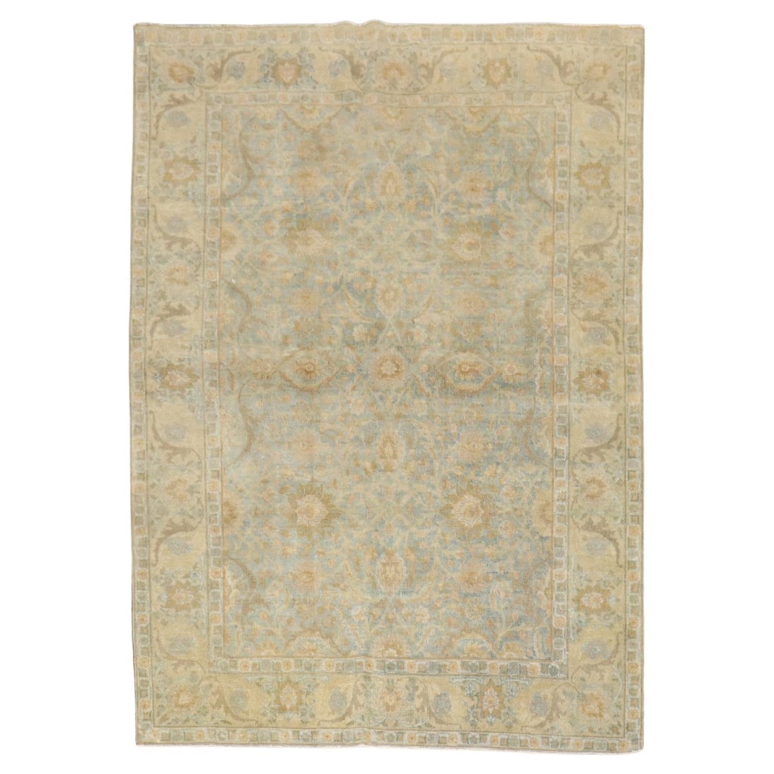 Antique Persian Tabriz Carpet Light Blue Wool 1930s 4'5 x 6 (1 of 11)