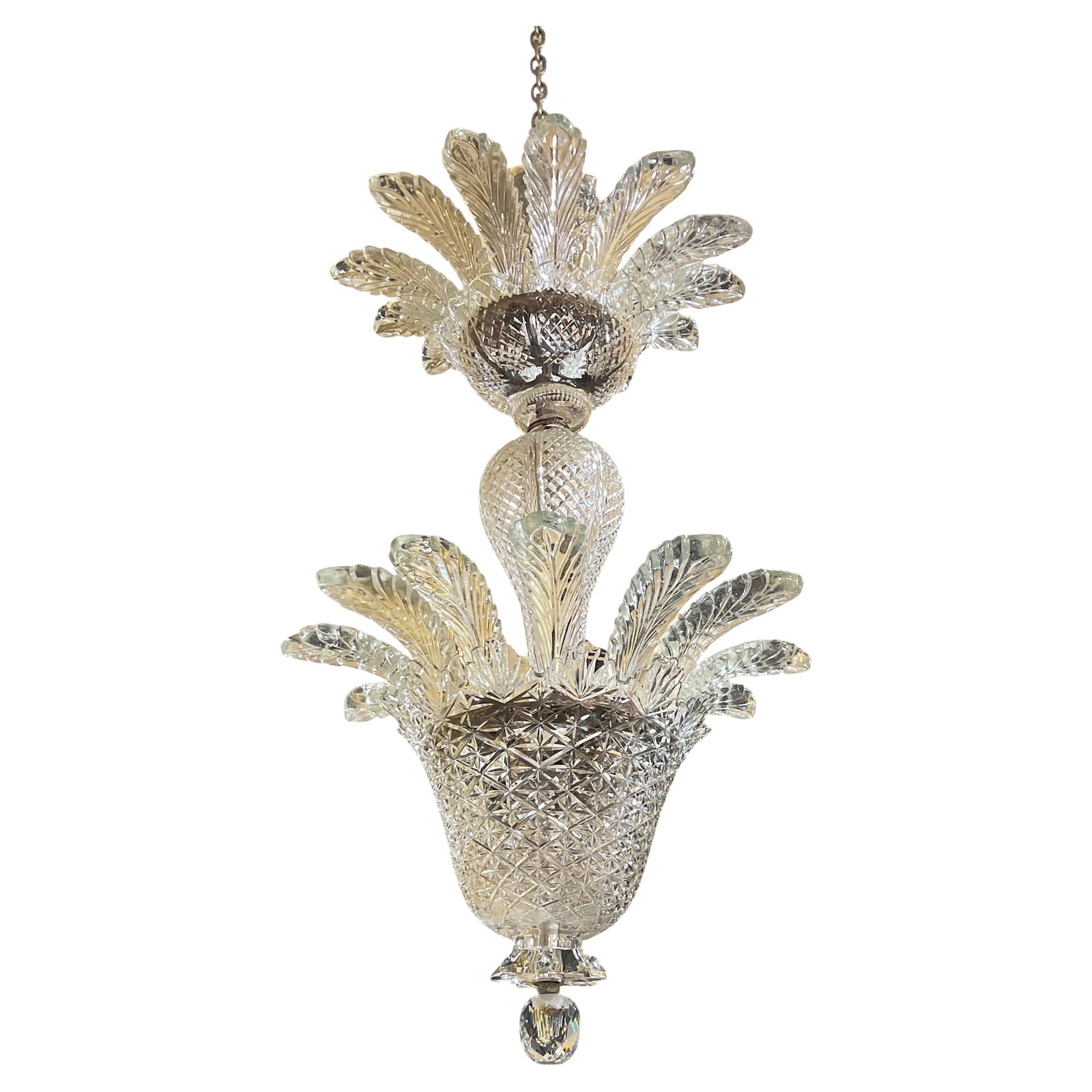 Art Deco Cut Glass Chandelier From 1920s Czech Republic 44 Inch Height (1 of 9)