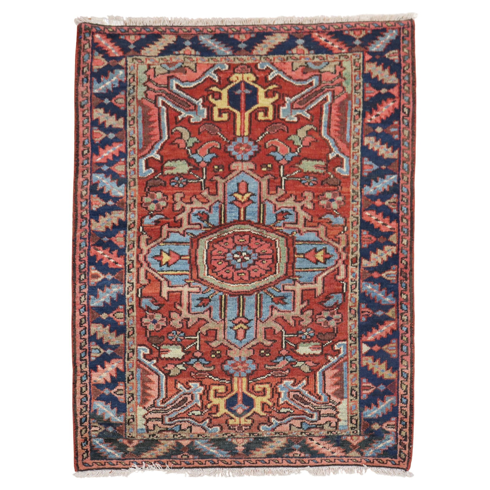 Antique Persian Heriz Small Rug 39x51 Hand-Woven Wool Early 20th Century Iran (1 of 8)
