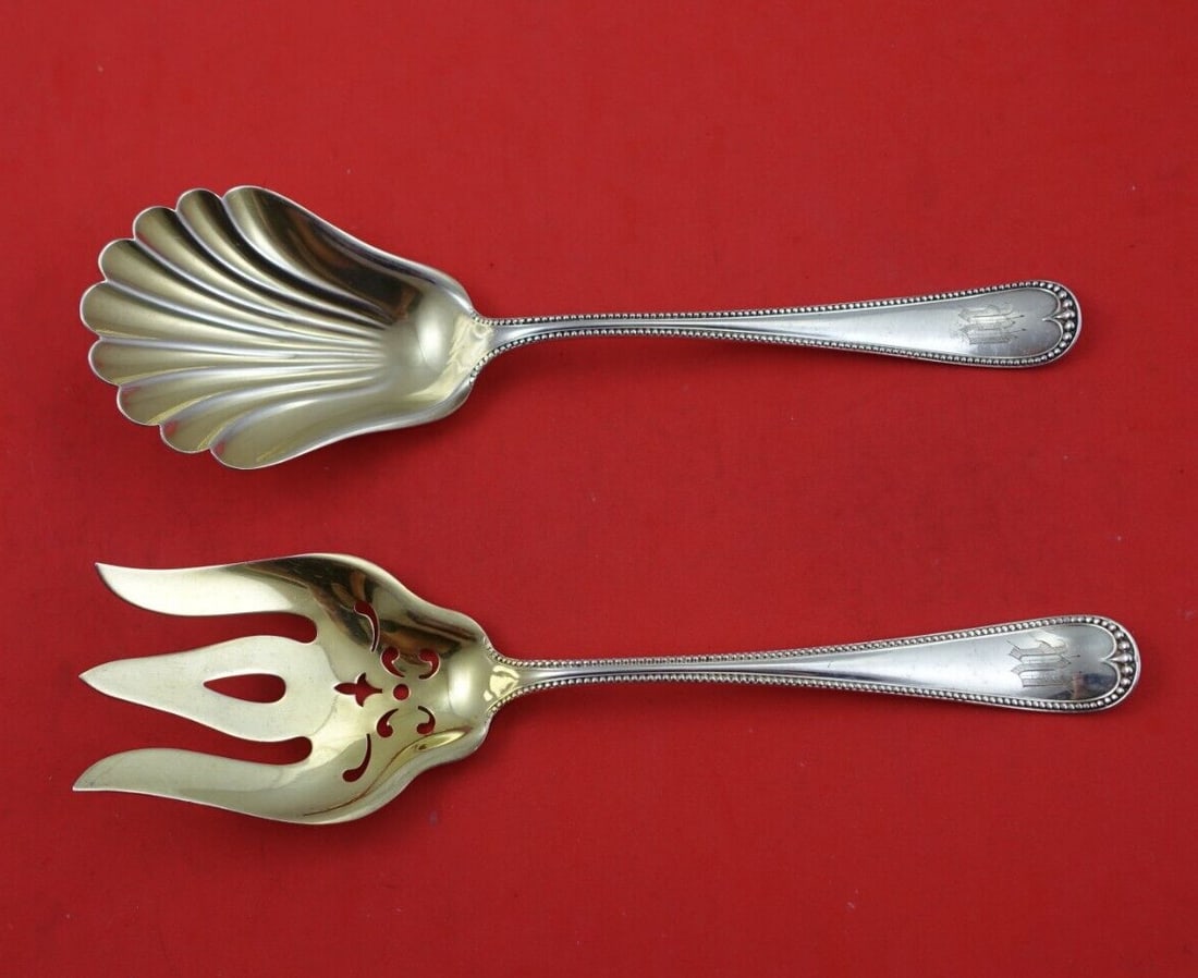 Gorham Newcastle Sterling Silver Salad Serving Set 2pc 8 3/4": Gorham Newcastle Sterling Silver Salad Serving Set 2pc 8 3/4" This exquisite 2-piece salad serving set, crafted by Gorham, features the elegant Newcastle pattern. Made from high-quality sterling silve