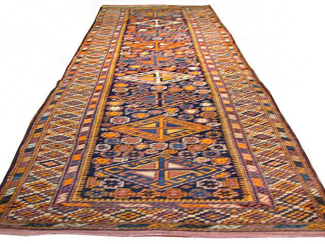 Stunning Multi-Color Antique Kazak Rug 3'5 x 13'2 Elegant Design (1 of 5)