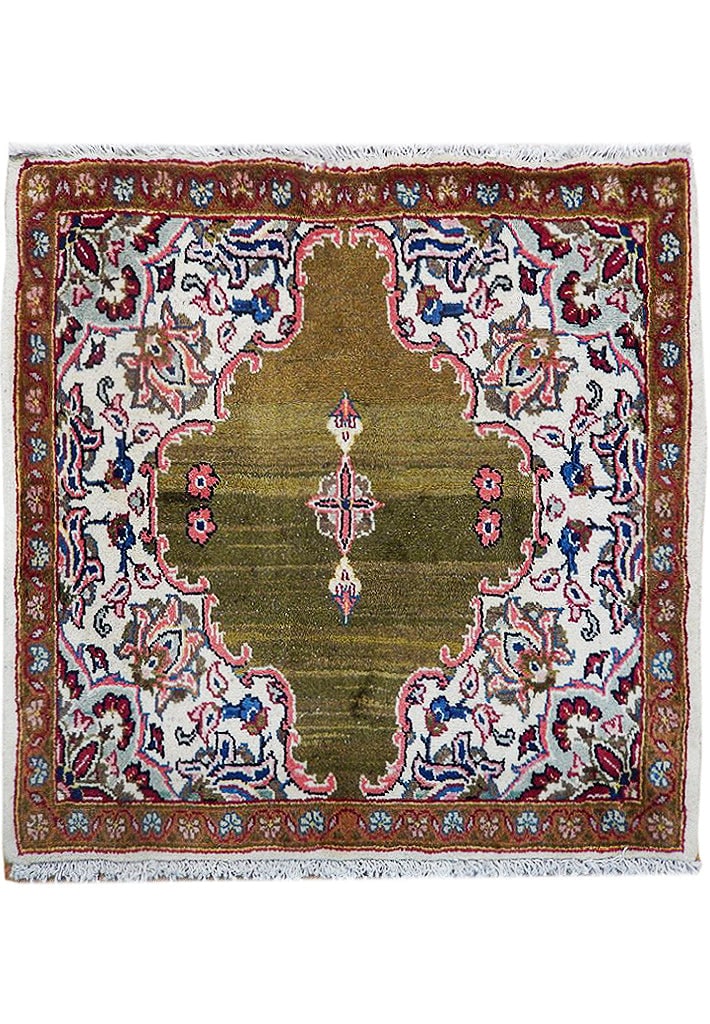 Handcrafted Ivory Persian Area Rug 2'8 x 2'5 Authentic Persian Design (1 of 7)