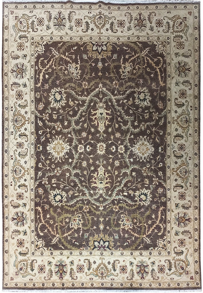 Handmade 7.9 x 10 Brown Ziglar Wool Area Rug: Handmade 7.9 x 10 Brown Ziglar Wool Area Rug Free continental US Shipping Elevate your home decor with the exquisite 7.9 x 10 Brown Ziglar Wool Rug. This handcrafted piece showcases the iconic Ziglar